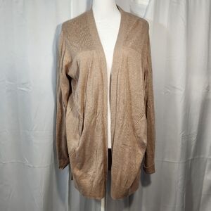 Worthington Size Large Women's Beige Open-Front Cardigan